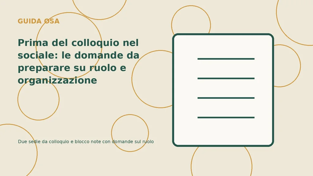 Due sedie da colloquio e blocco note con domande sul ruolo