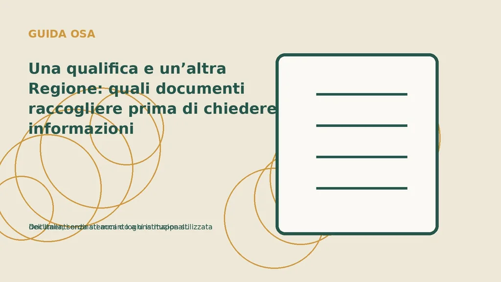 Documenti ordinati accanto a una mappa stilizzata dell’Italia, senza stemmi o loghi istituzionali.